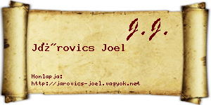 Járovics Joel névjegykártya
